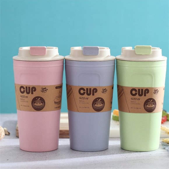 3 Wheat Straw/Bamboo Travel Mugs ! Eco Friendly and Biodegradable! New! - Picture 2 of 9